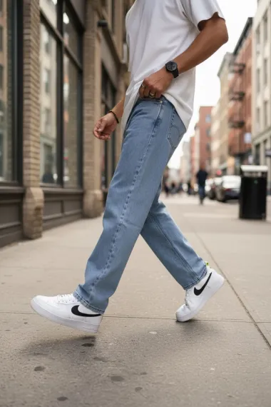 Blugi barbati baggy albastri 11082 H1-3