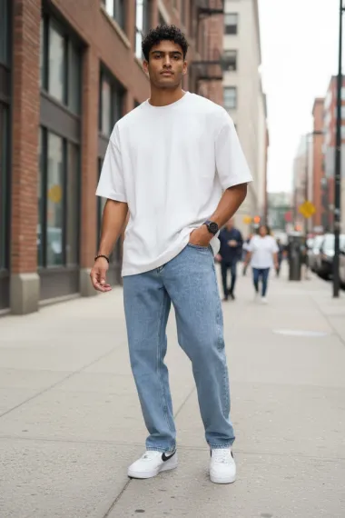 Blugi barbati baggy albastri 11082 H1-3