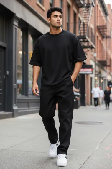 Blugi barbati baggy negri 111 H4-3