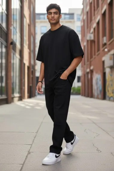 Blugi barbati baggy negri 111 H4-3