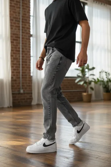 Blugi barbati boyfriend gri 1117 H4-2