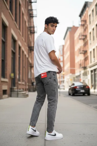 Blugi barbati boyfriend gri 1117 H4-2