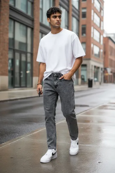 Blugi barbati boyfriend gri 1117 H4-2