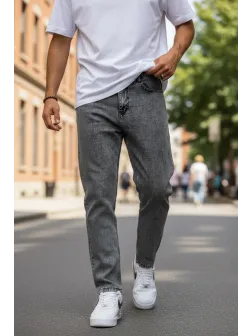 Blugi barbati boyfriend gri 1117 H4-2