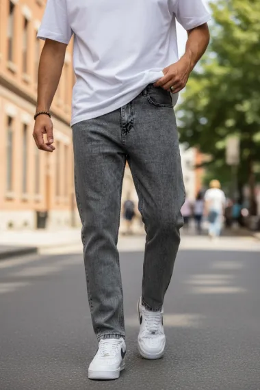 Blugi barbati boyfriend gri 1117 H4-2