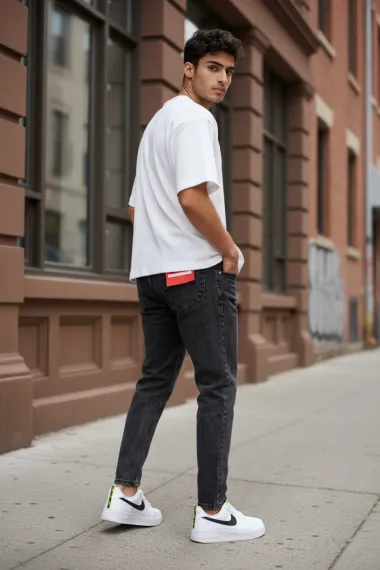 Blugi barbati boyfriend gri inchis 1117 D7-1