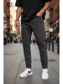 Blugi barbati boyfriend gri inchis 1117 D7-1