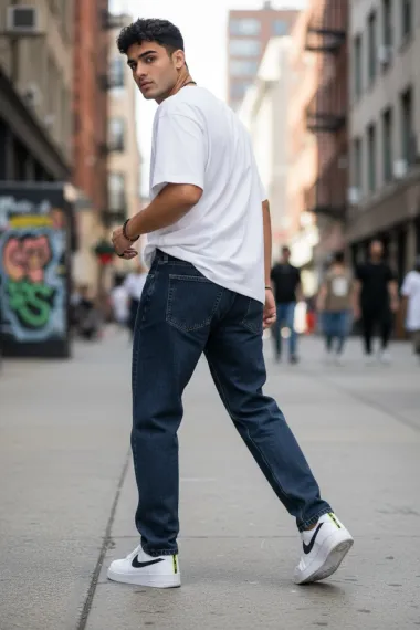 Blugi barbati baggy bleumarin verzui 115b