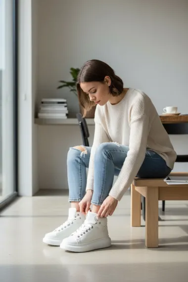 Adidasi dama albi casual , inalti, 6616