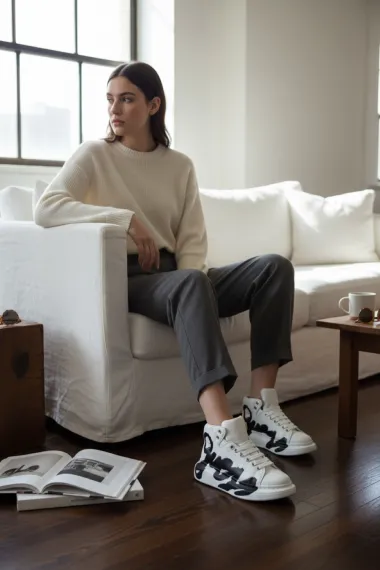 Adidasi dama albi casual , inalti, 6620