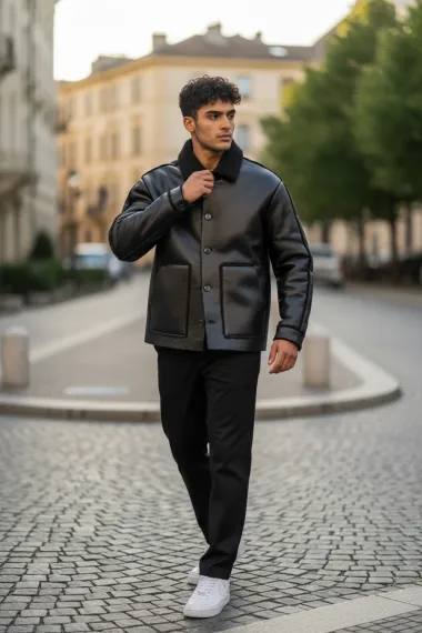 Geaca barbati groasa de iarna, neagra, M1058