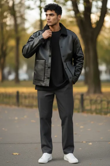 Geaca barbati groasa de iarna, neagra, M1058