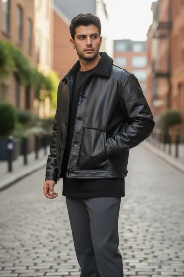 Geaca barbati groasa de iarna, neagra, M1058