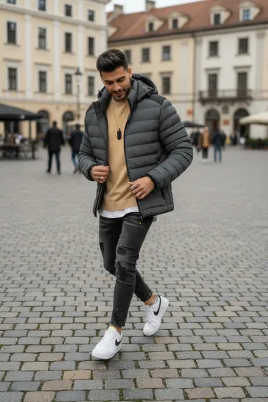 Geaca barbati groasa de iarna, gri , 6652 58