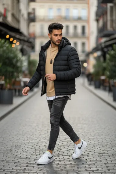 Geaca barbati groasa de iarna, neagra, 6652 57-4