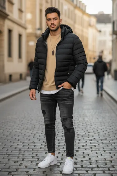 Geaca barbati groasa de iarna, neagra, 6652 57-4