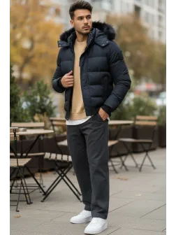 Geaca barbati groasa de iarna, bleumarin, TG2980 59