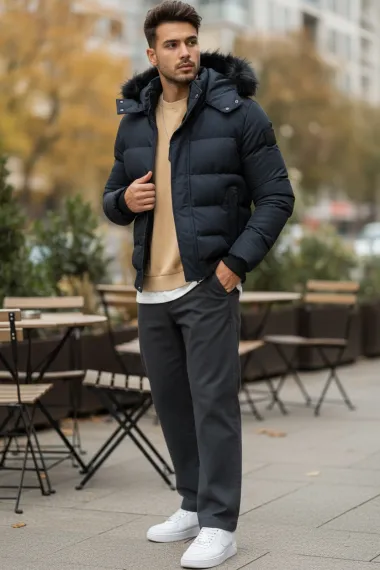 Geaca barbati groasa de iarna, bleumarin, TG2980 59