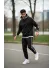 Trening barbati slim fit negru, Pantaloni + Hanorac, vatuit RM59 i16-3.1.2