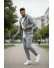 Trening barbati slim fit gri, Pantaloni + Hanorac, vatuit RM60 65B-2