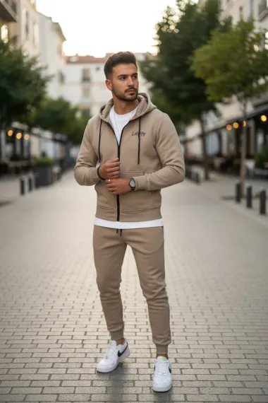 Trening barbati slim fit maro, Pantaloni + Hanorac, vatuit RM60 I4-4.2