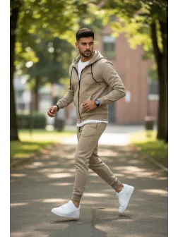Trening barbati slim fit maro, Pantaloni + Hanorac, vatuit RM60 I4-4.2