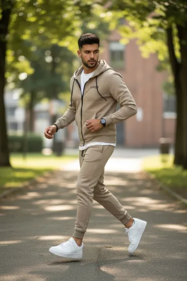 Trening barbati slim fit maro, Pantaloni + Hanorac, vatuit RM60 I4-4.2