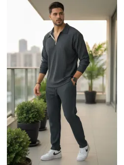 Trening barbati slim fit kaki, Pantaloni + Bluza C300 26-3.2