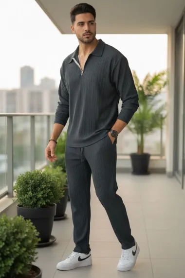 Trening barbati slim fit kaki, Pantaloni + Bluza C300 26-3.2