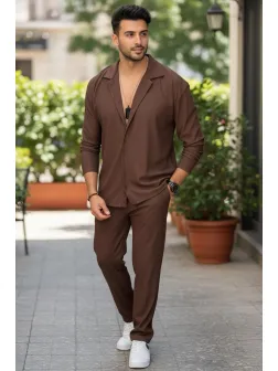 Trening barbati slim fit maro, Pantaloni + Bluza C400 41-1.1