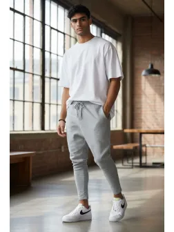 Pantaloni de trening cargo, gri, conici k543 D7-1