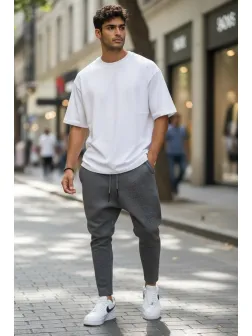 Pantaloni de trening cargo, gri, conici k544