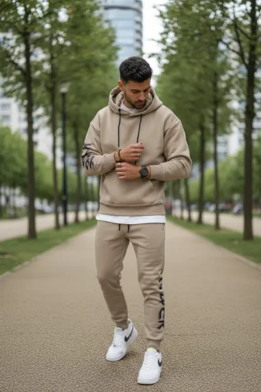 Trening barbati slim fit maro, Pantaloni + Hanorac, vatuit RM57 i17-2