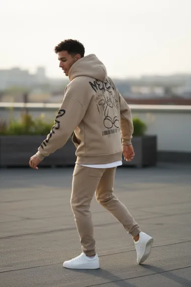 Trening barbati slim fit maro, Pantaloni + Hanorac, vatuit RM57 i17-2