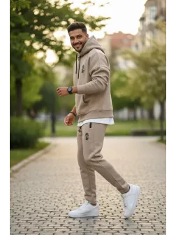 Trening barbati slim fit maro, Pantaloni + Hanorac, vatuit RM58 55-2