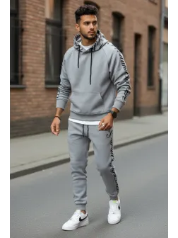 Trening barbati slim fit gri, Pantaloni + Hanorac, vatuit RM59 i16-4.1.2