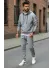 Trening barbati slim fit gri, Pantaloni + Hanorac, vatuit RM59 i16-4.1.2