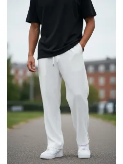 Pantaloni de trening cargo, albi, conici Y125 O3-4.3