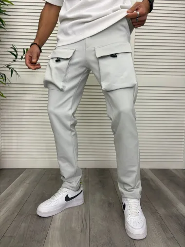 Pantaloni de trening cargo, gri, conici Y198 P18-3.1