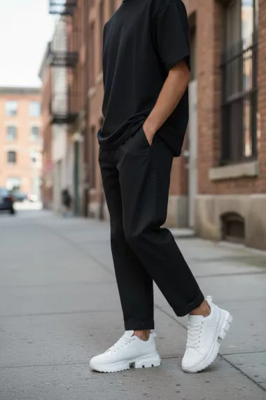 Adidasi barbati casual albi LM052 T2-3