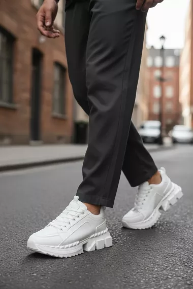 Adidasi barbati casual albi LM052 T2-3