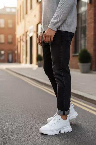 Adidasi barbati casual albi LM052 T2-3