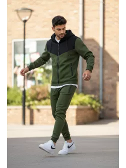 Trening barbati slim fit kaki, Pantaloni + Hanorac, vatuit 5030 99-2