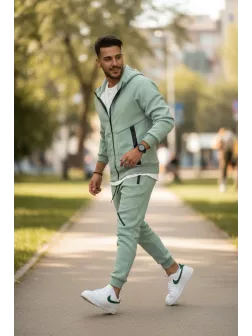 Trening barbati slim fit vernil , Pantaloni + Hanorac, vatuit, 5057 78-2