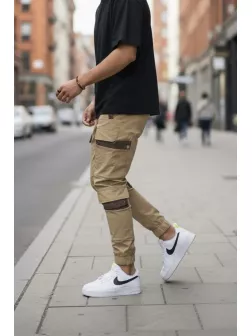 Pantaloni de trening cargo, maro, conici Y201 P20-4.1 Pantaloni de trening cargo, maro, conici Y201 P20-4.1