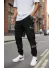 Pantaloni de trening cargo, negri, conici T201 Pantaloni de trening cargo, negri, conici T201