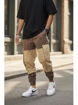 Pantaloni de trening cargo, maro, conici Y356 P20-4.2 Pantaloni de trening cargo, maro, conici Y356 P20-4.2