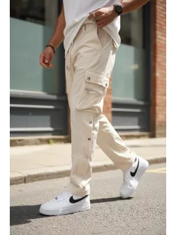 Pantaloni de trening cargo, bej, conici Y142 P18-5.2 Pantaloni de trening cargo, bej, conici Y142 P18-5.2