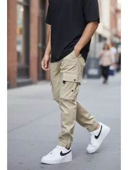 Pantaloni de trening cargo, bej, conici Y307 P19-5.2 Pantaloni de trening cargo, bej, conici Y307 P19-5.2