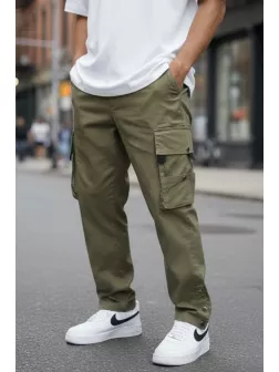 Pantaloni de trening cargo, kaki, conici Y307 P20-4.1 Pantaloni de trening cargo, kaki, conici Y307 P20-4.1